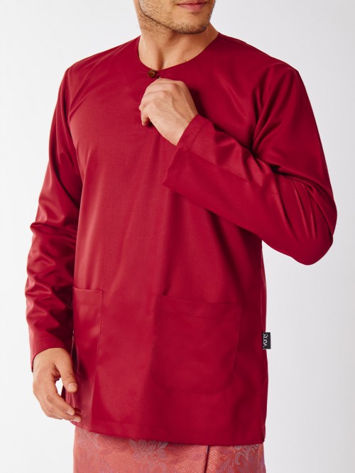 Zikry Baju Melayu Teluk Belanga Maroon Red